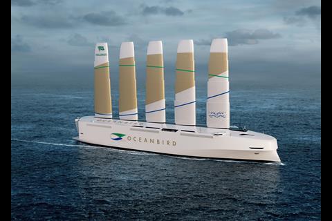 A rendering of the Oceanbird at sea (credit: Wallenius Marine)